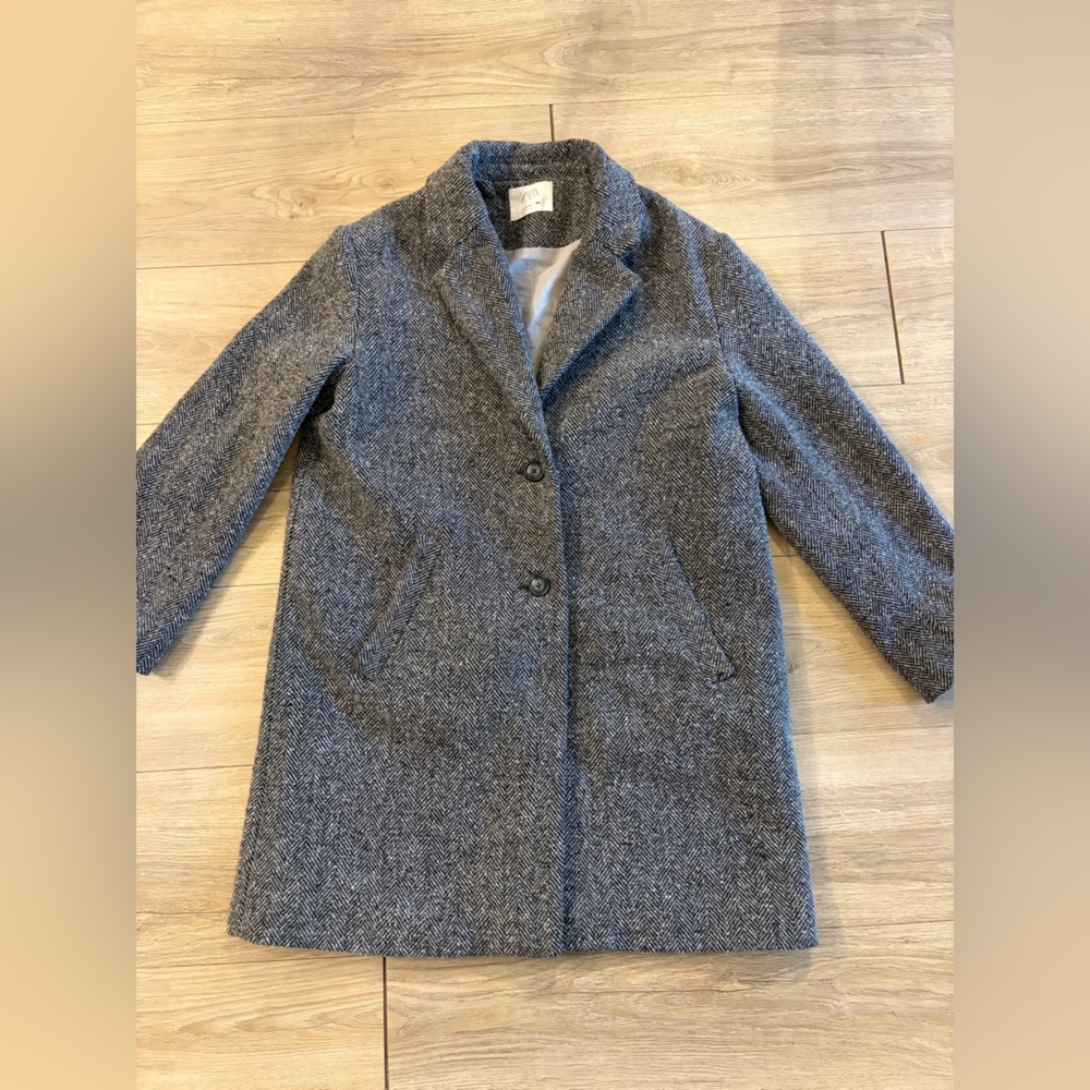 Zara Gray Herringbone Coat